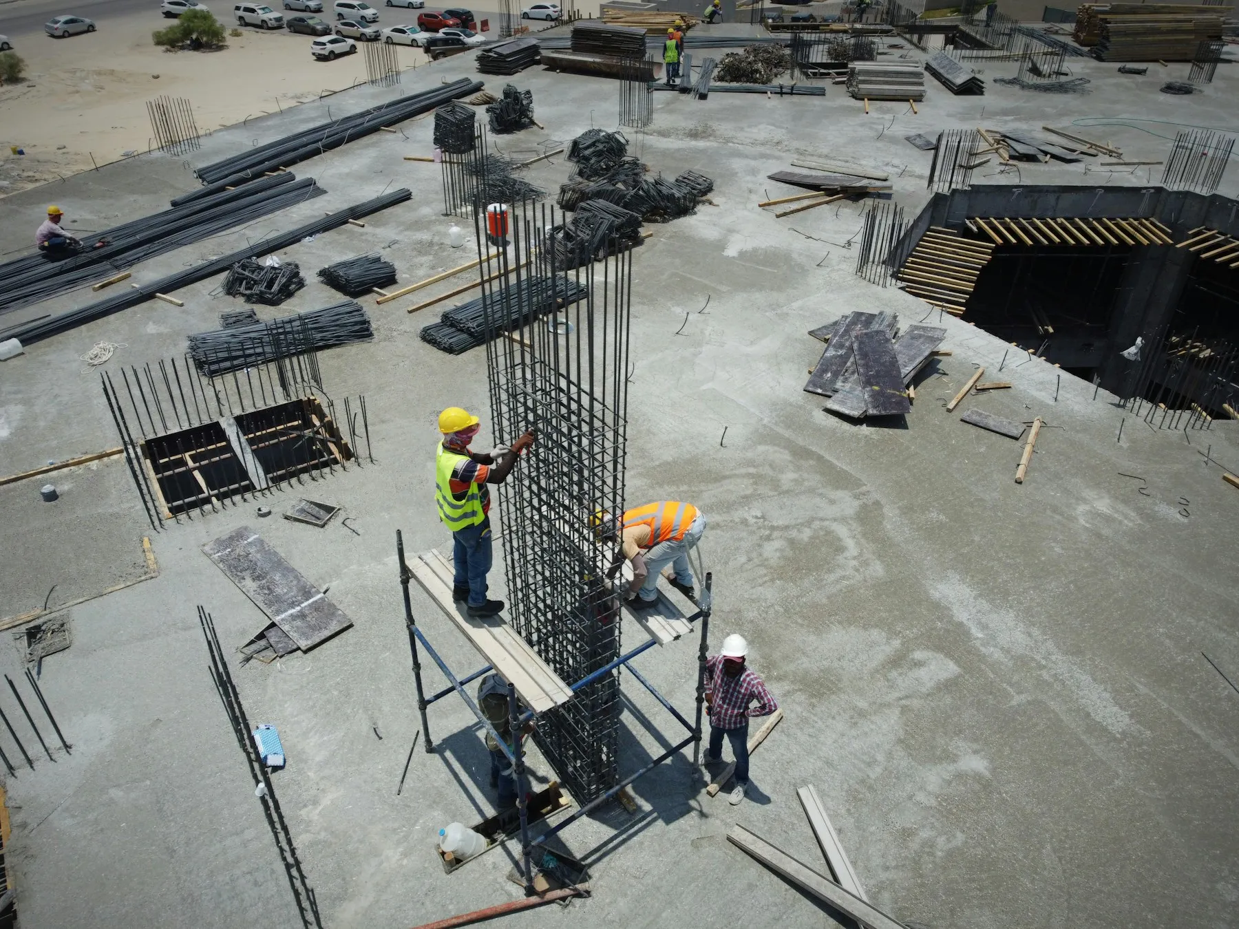 Equipo en cubierta — fase de obra